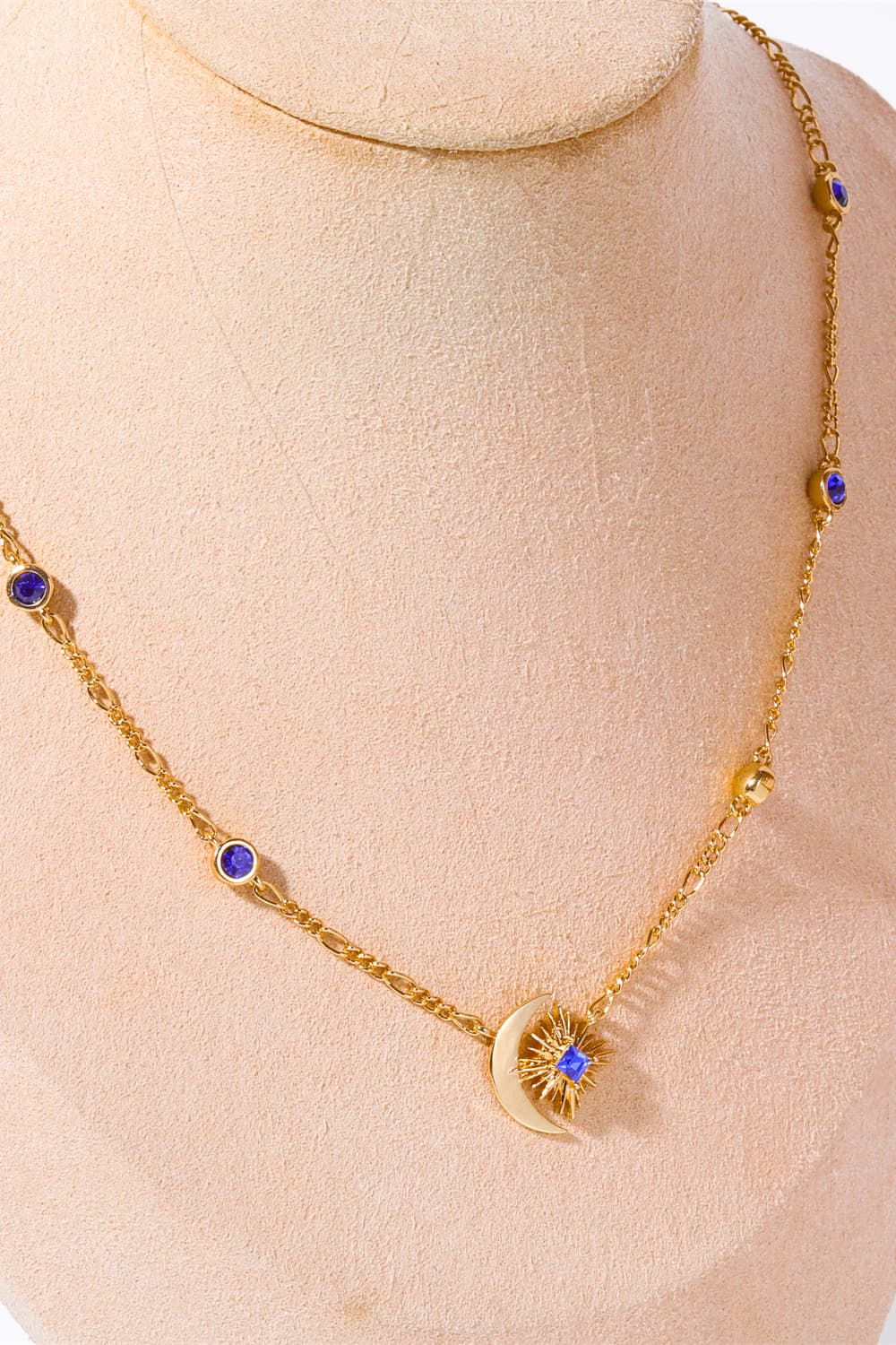 stylub Moon & Star Shape Zircon Pendant Necklace