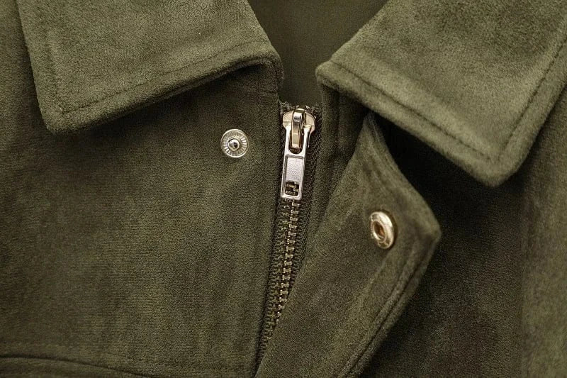 Stylub MUJER 2025 Suede Bomber Jackets - Women's Streetwear Zip Coat