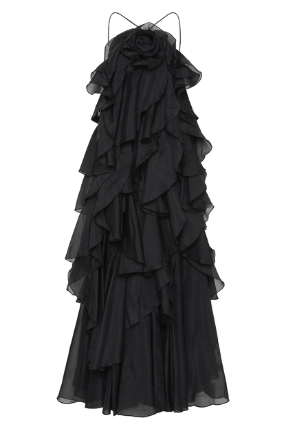 stylub Nephele - Long Halter Ruffle Cocktail Dress