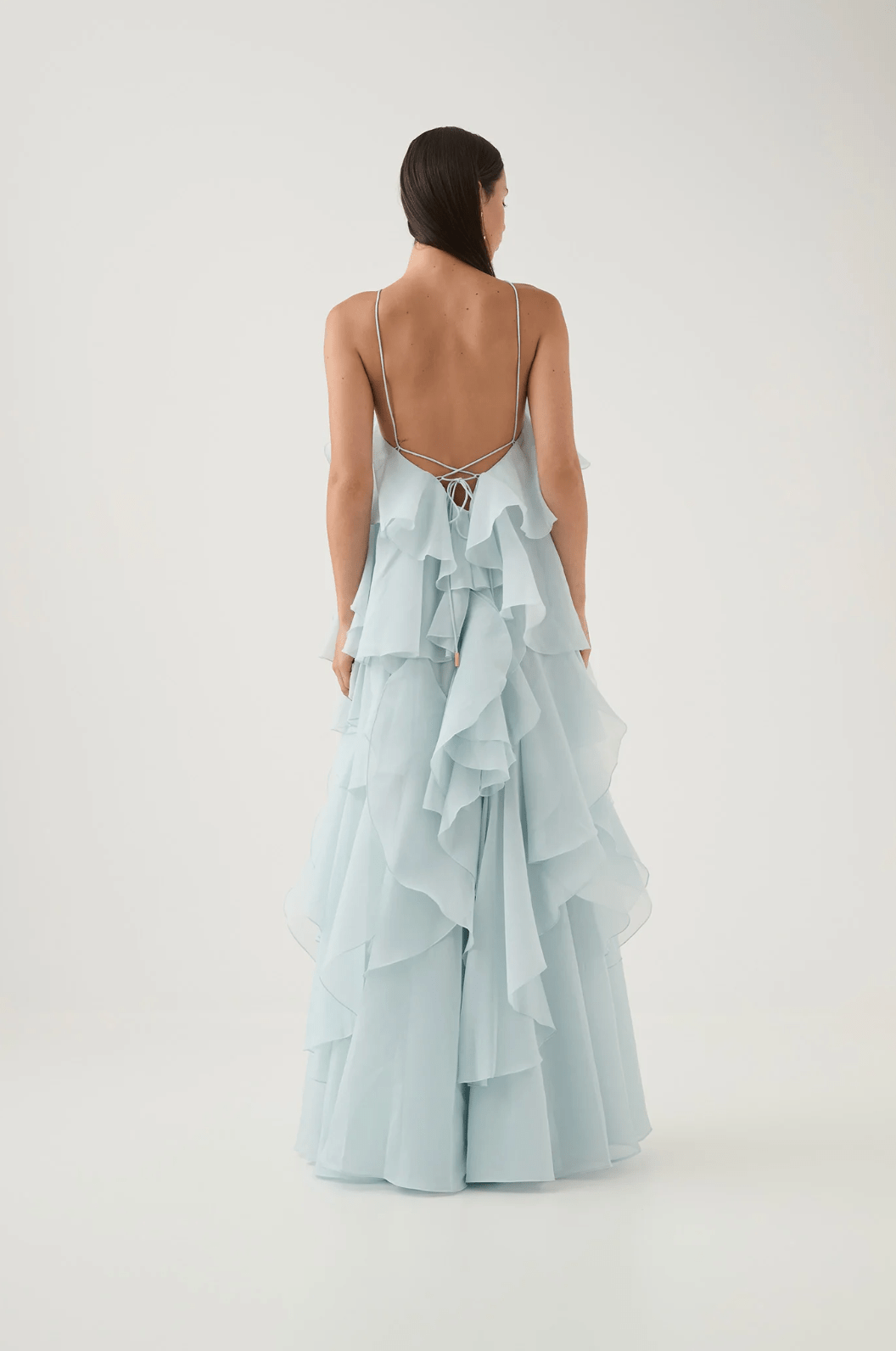 stylub Nephele - Long Halter Ruffle Cocktail Dress