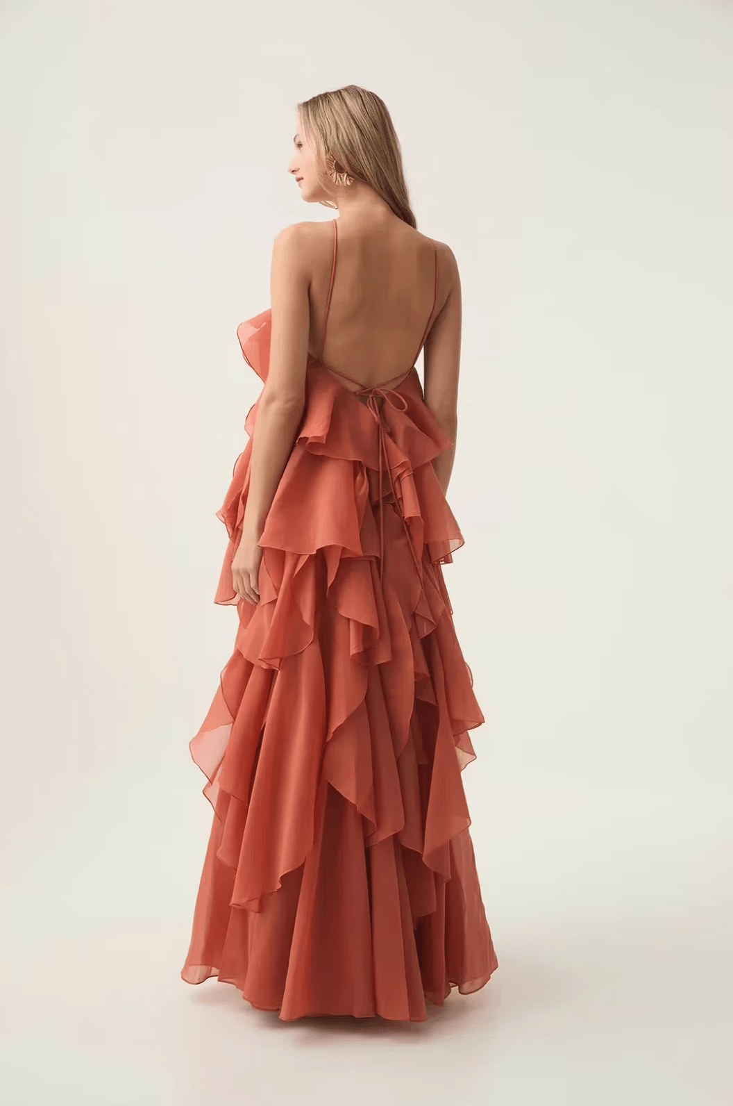 stylub Nephele - Long Halter Ruffle Cocktail Dress