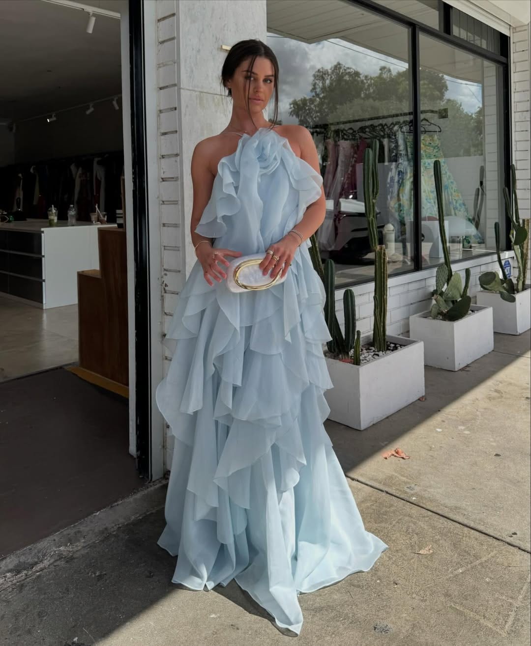 stylub Nephele - Long Halter Ruffle Cocktail Dress