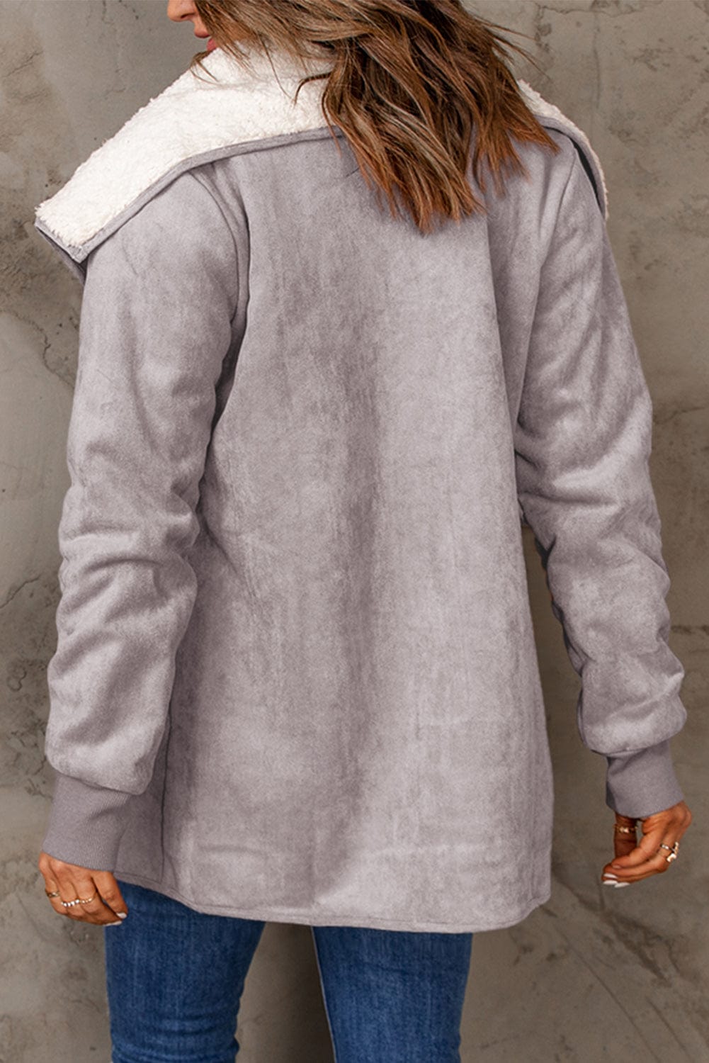 stylub Open Front Long Sleeve Sherpa Jacket