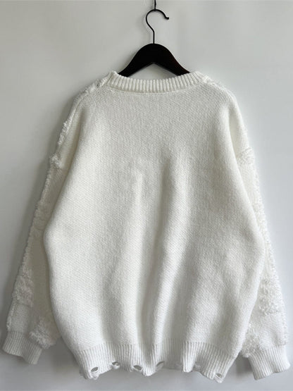 stylub Pearl Detail Round Neck Long Sleeve Sweater