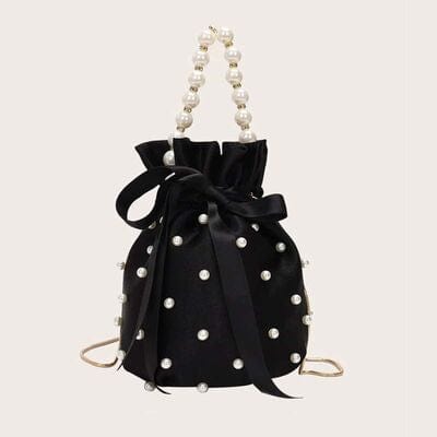 stylub Pearl Detail Solid Color Bucket Bag