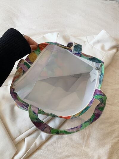 stylub Printed Canvas Handbag with Zipper