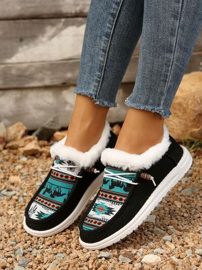 stylub Printed Round Toe Flat Slip-Ons