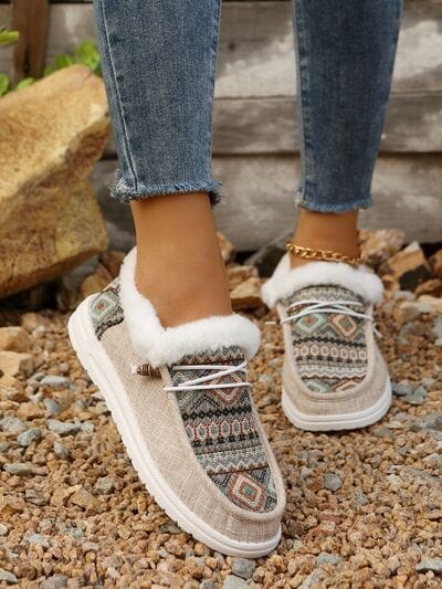 stylub Printed Round Toe Flat Slip-Ons