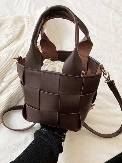 stylub PU Leather Braided Bucket Bag
