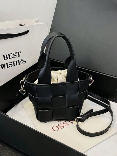 stylub PU Leather Braided Bucket Bag