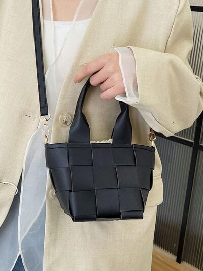 stylub PU Leather Braided Bucket Bag