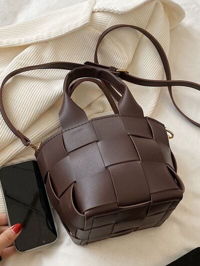 stylub PU Leather Braided Bucket Bag