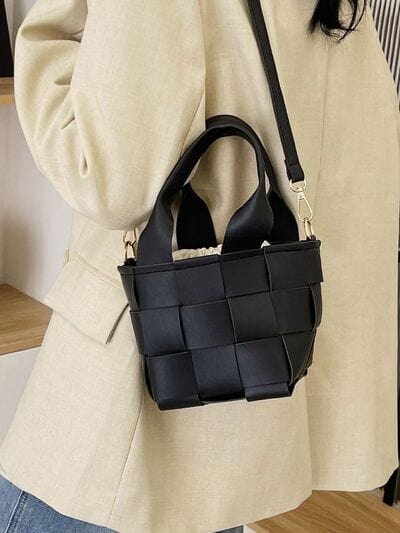 stylub PU Leather Braided Bucket Bag