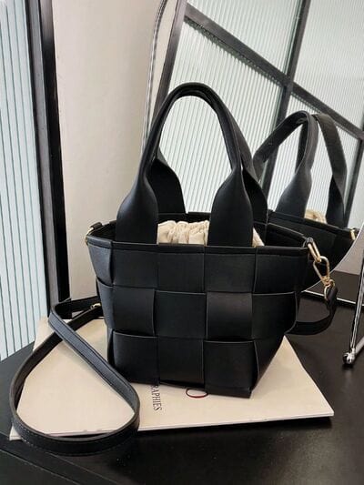 stylub PU Leather Braided Bucket Bag