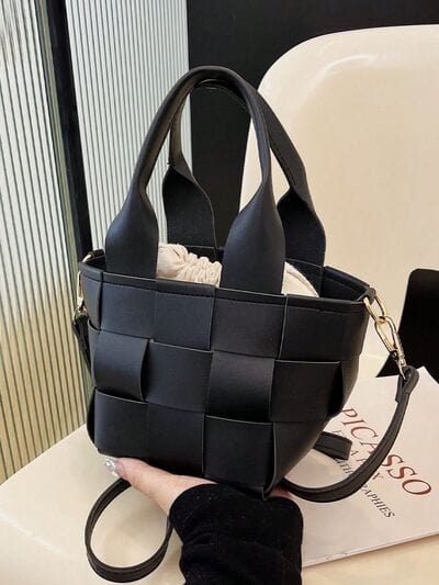 stylub PU Leather Braided Bucket Bag