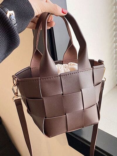 stylub PU Leather Braided Bucket Bag
