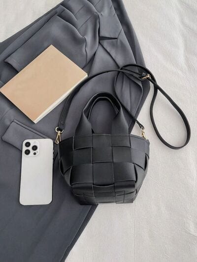 stylub PU Leather Braided Bucket Bag