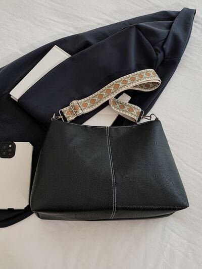 stylub PU Leather Geometric Pattern Strap Shoulder Bag