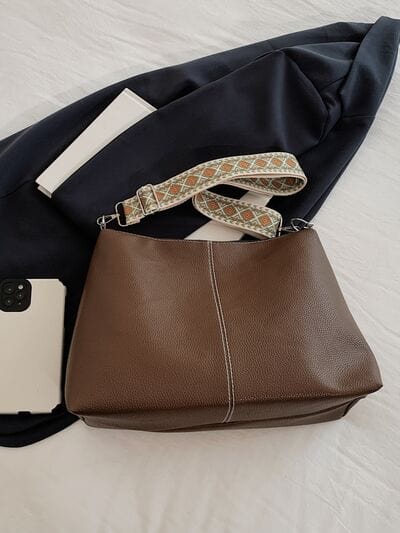 stylub PU Leather Geometric Pattern Strap Shoulder Bag