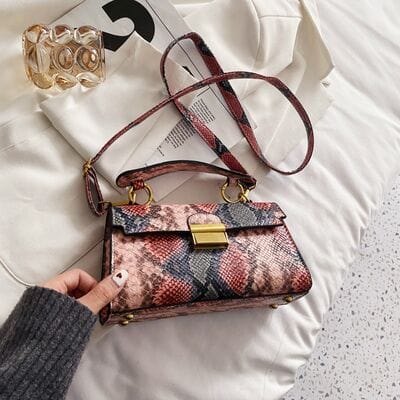 stylub PU Leather Snakeskin Print Crossbody Bag