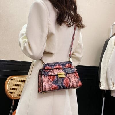 stylub PU Leather Snakeskin Print Crossbody Bag
