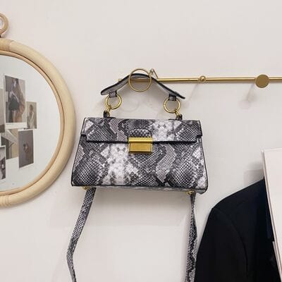 stylub PU Leather Snakeskin Print Crossbody Bag