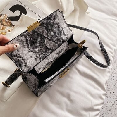 stylub PU Leather Snakeskin Print Crossbody Bag