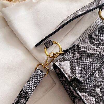 stylub PU Leather Snakeskin Print Crossbody Bag