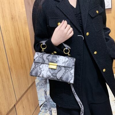 stylub PU Leather Snakeskin Print Crossbody Bag