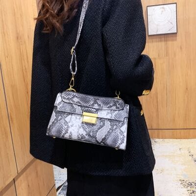 stylub PU Leather Snakeskin Print Crossbody Bag