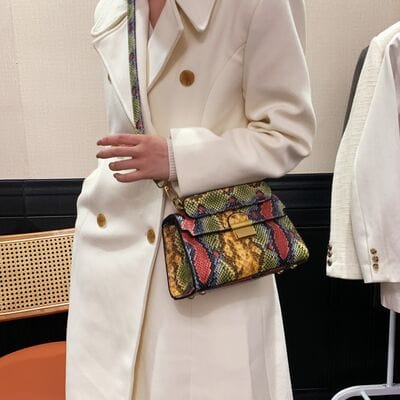 stylub PU Leather Snakeskin Print Crossbody Bag