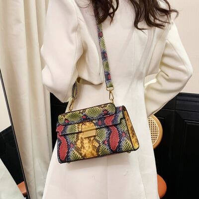 stylub PU Leather Snakeskin Print Crossbody Bag