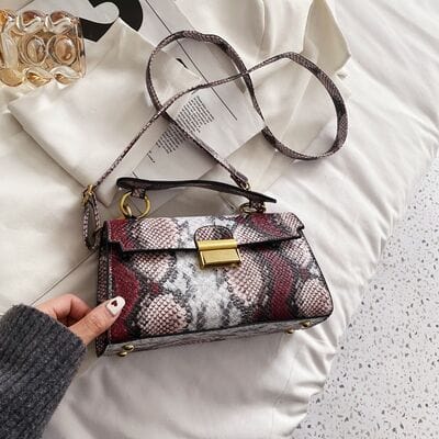 stylub PU Leather Snakeskin Print Crossbody Bag