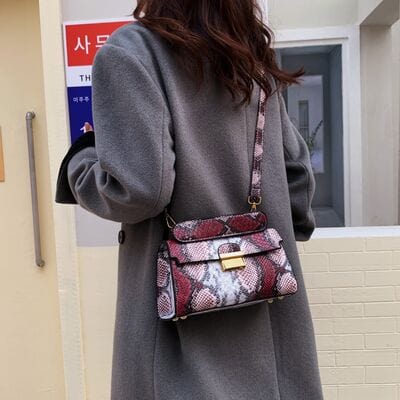 stylub PU Leather Snakeskin Print Crossbody Bag