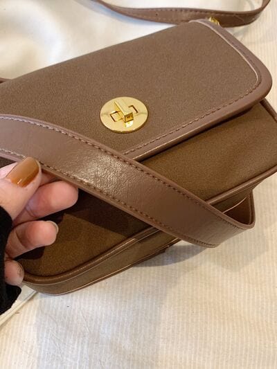 stylub PU Leather Suede Twist-Lock Shoulder Bag