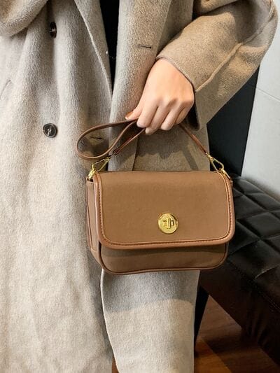 stylub PU Leather Suede Twist-Lock Shoulder Bag