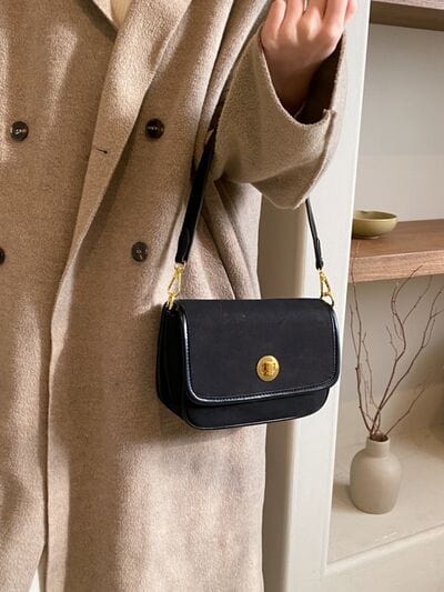 stylub PU Leather Suede Twist-Lock Shoulder Bag