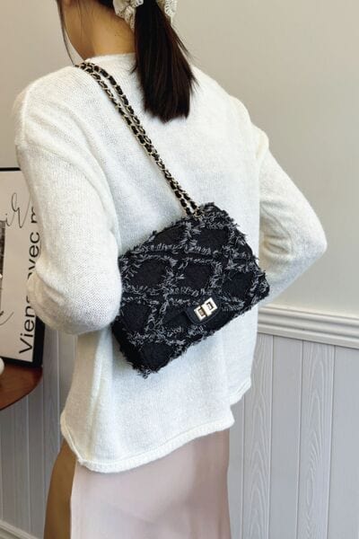 stylub Raw Hem Denim Crossbody Bag