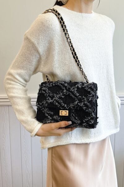stylub Raw Hem Denim Crossbody Bag