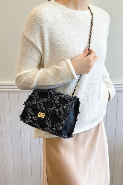 stylub Raw Hem Denim Crossbody Bag