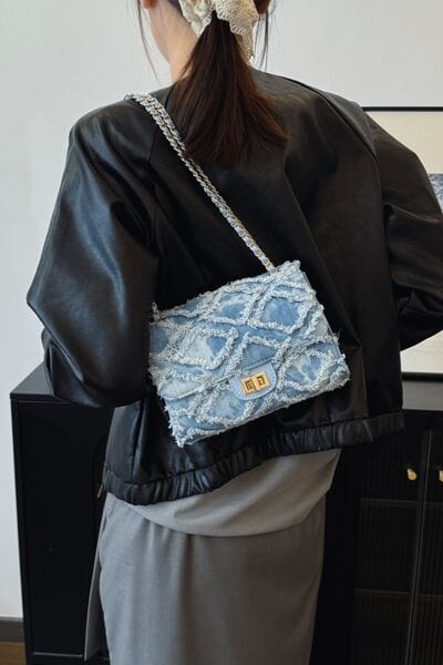 stylub Raw Hem Denim Crossbody Bag