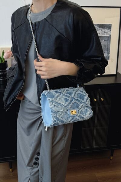 stylub Raw Hem Denim Crossbody Bag