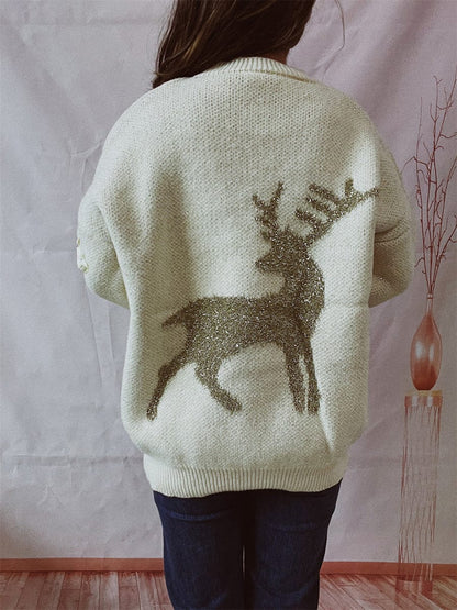 stylub Reindeer Round Neck Long Sleeve Sweater