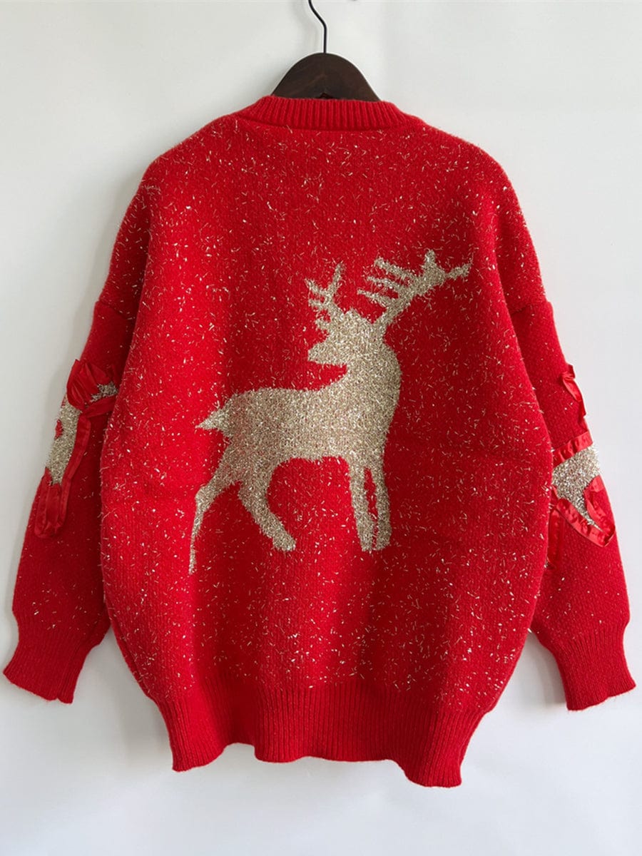 stylub Reindeer Round Neck Long Sleeve Sweater