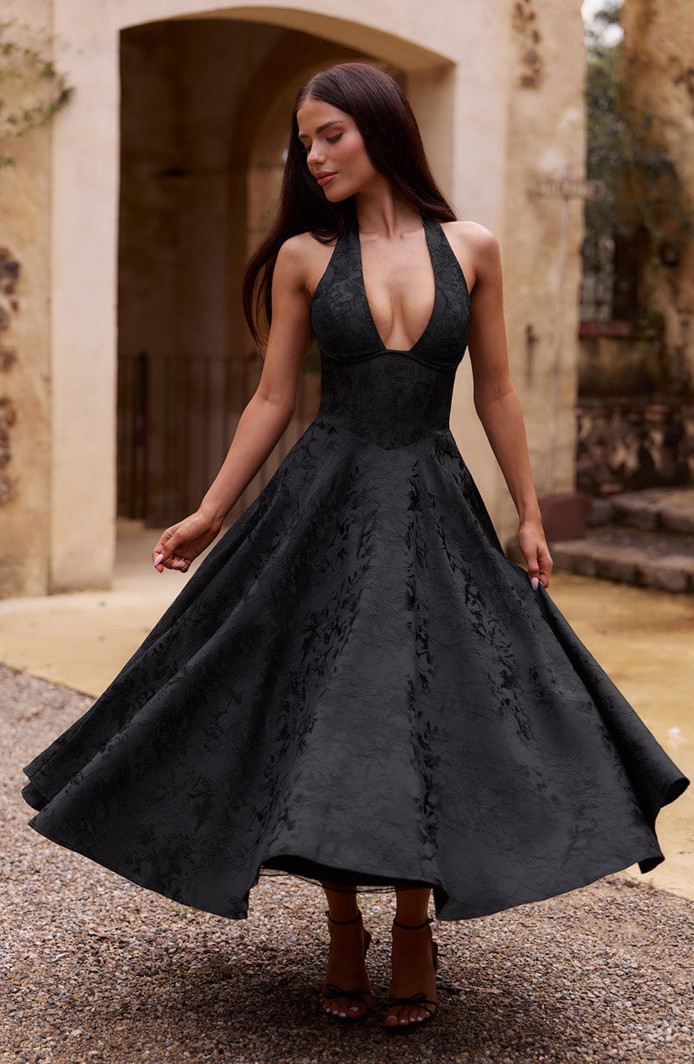 stylub Renata - Jacquard Lace-Up Waist Maxi