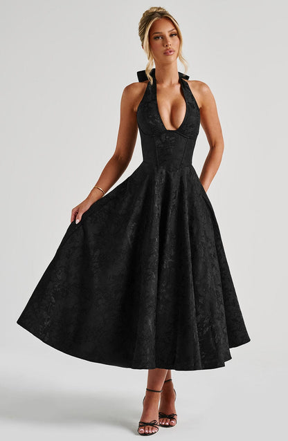 stylub Renata - Jacquard Lace-Up Waist Maxi