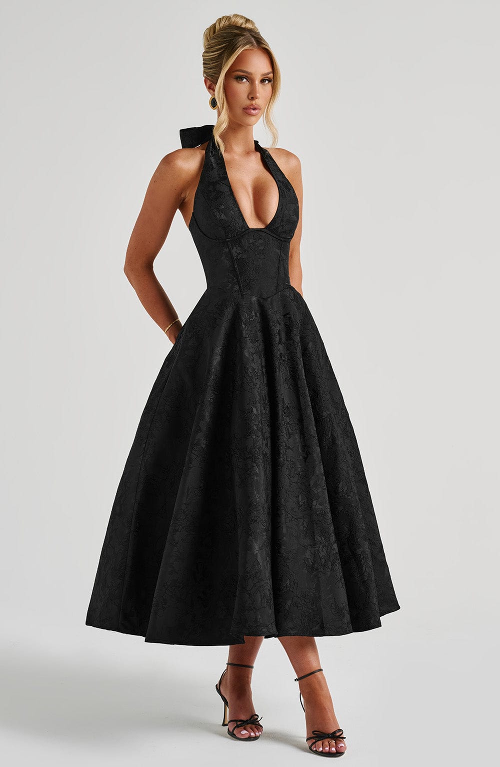 stylub Renata - Jacquard Lace-Up Waist Maxi