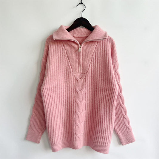 stylub Ribbed Half Zip Long Sleeve Sweater
