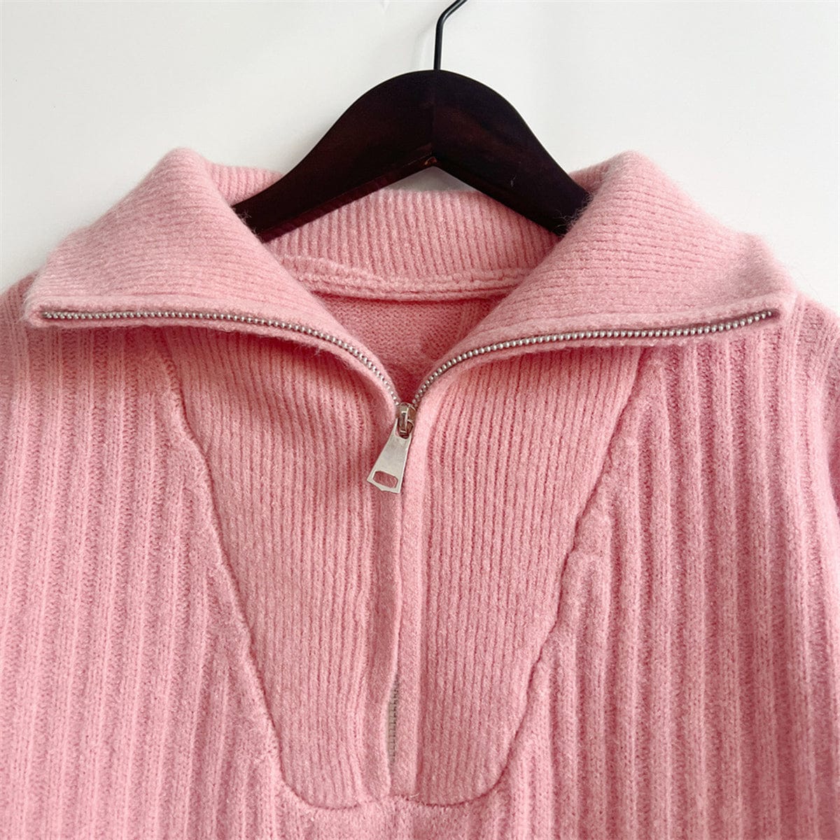 stylub Ribbed Half Zip Long Sleeve Sweater