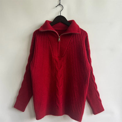 stylub Ribbed Half Zip Long Sleeve Sweater